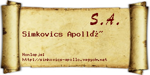 Simkovics Apolló névjegykártya
